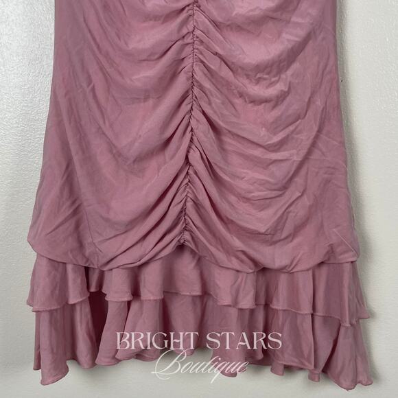 Rare Pink Ruched Mini Dress ASO Marissa Cooper The OC Ruffle Y2K Tiered Vintage - Picture 6 of 6